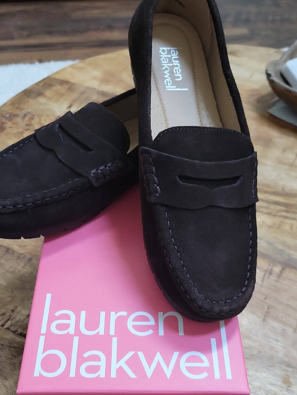 Women's Dark Brown Suede Penny Loafers